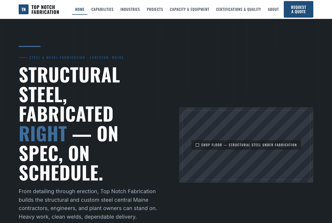 Top Notch — a steel fabricator's website we built